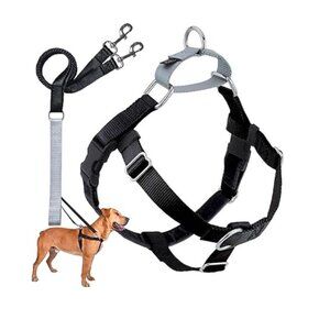 2 Hounds Blck Freedom No Pull Dog Harness, Adjustable Harness and Leash, New